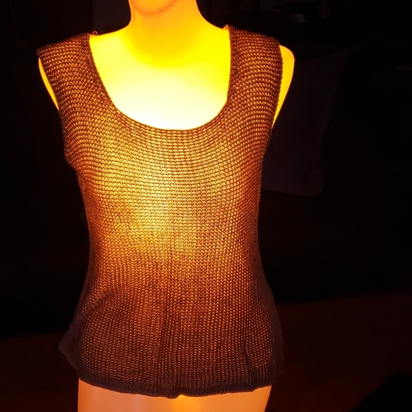 Chang Jin Yu Cheng Silk Knit Woven Knit Tank Top sz L - Picture 3 of 5